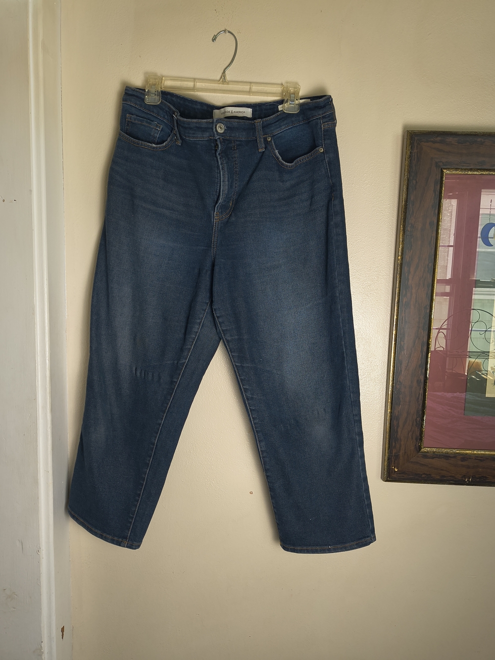 Vintage America high rise straight crop jeans
